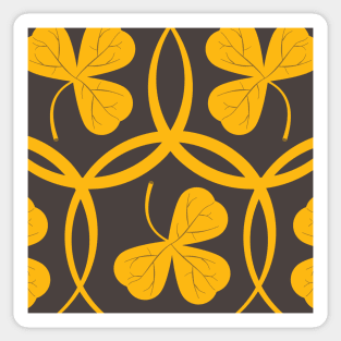 Yellow on Grey Background Clover Pattern Sticker